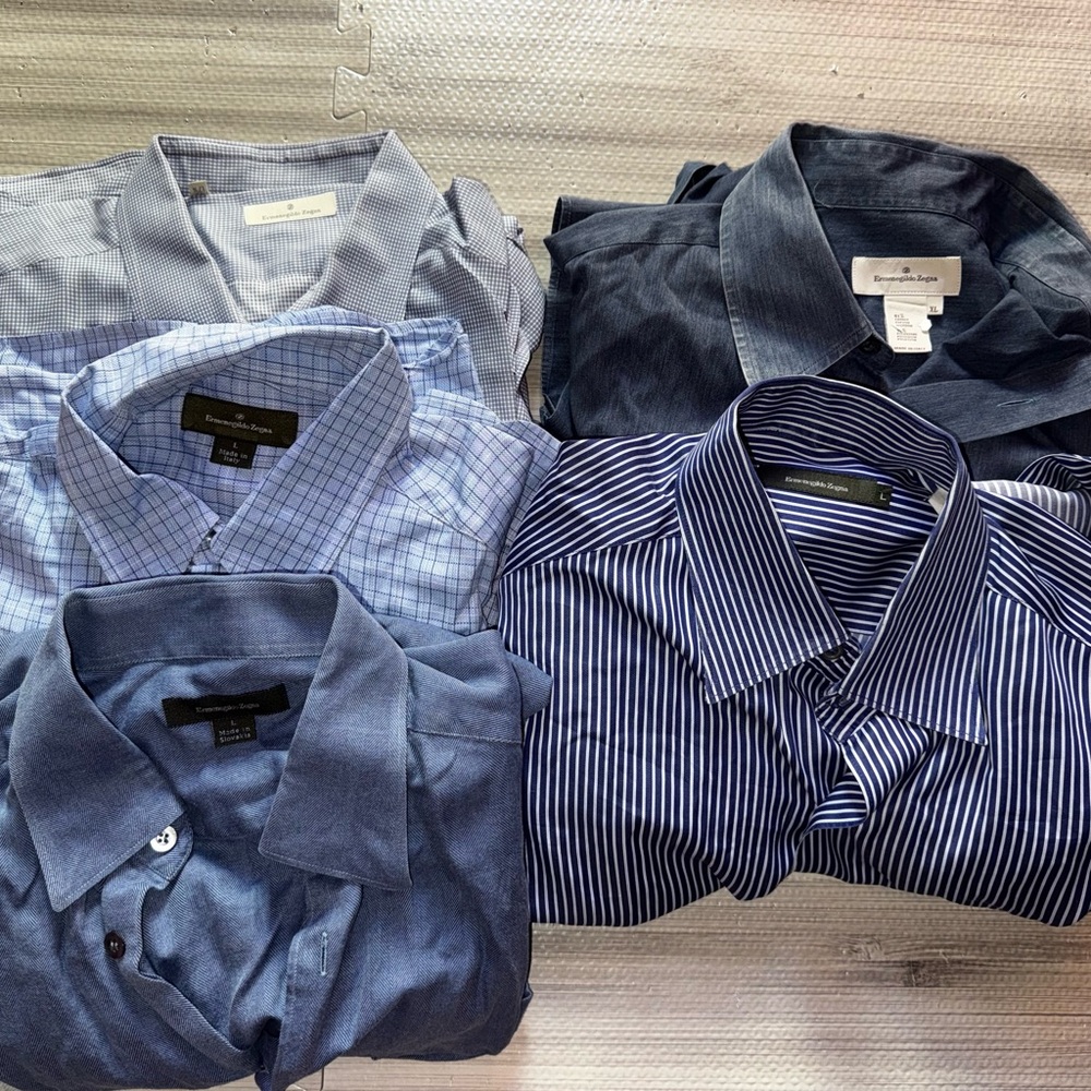 Ermenegildo Zegna Men's Blue and Gray Casual Shirts set bundle